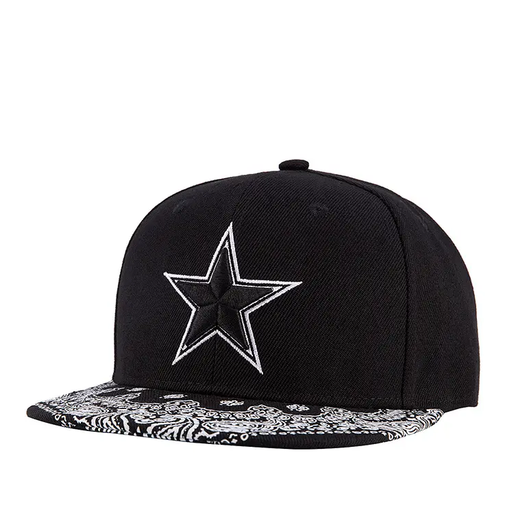 New Flat Brimmed Cap European and American Fashion Embroidery Hat Five Pointed Star Baseball Cap Men Caps for Men