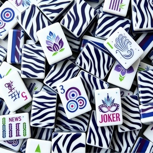 Set Mahjong Americano all'Ingrosso con Design a Strisce Zebrate a 4 Strati per Natale, Compleanno, Gioco in Famiglia Oh My God - Product Image 2