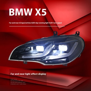 Phare avant modifié E70 (2007-2013) avec feux de jour LED bleus et clignotants 12V - Product Image 4