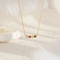Collar Personalizado con Piedra de Nacimiento, Zirconia, Acero Inoxidable, Joyería con Piedras Multicolores, Minimalista, Ajustable para Mujer