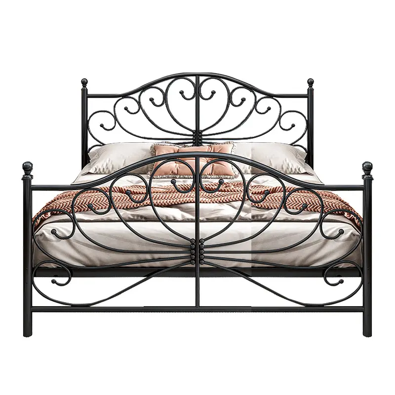 Europeu luxo moderno metal cama mobília do quarto metal cama frame para hotel