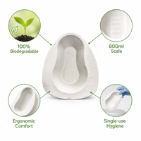 Pot de lit jetable portable 800 ml en pâte à papier pour le camping, les voyages et les soins à domicile des personnes âgées, biodégradable