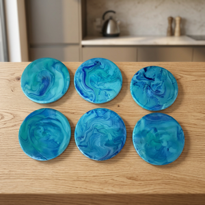 Juego de Posavasos Redondos de Resina de Lujo Personalizados, Elegantes, Hechos a Mano, Resistentes al Agua y al Calor, para el Hogar, la Oficina o Restaurantes - Product Image 1