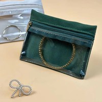 Pochette à bijoux réutilisable en velours avec fenêtre, sac de rangement anti-rayures pour colliers, bracelets, boucles d'oreilles et bagues