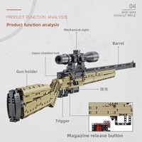 Fusil de sniper M24 de la série Star Castle XB24001-07, modèle de jouet en blocs de construction en plastique à petites particules pour enfants