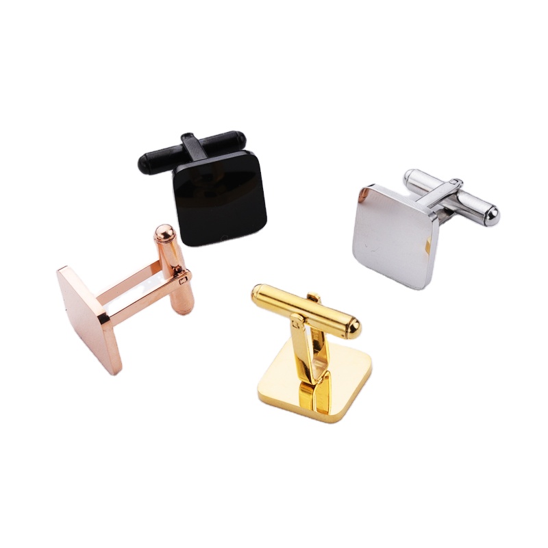 Custom High Quality Square Round Cuff Links Stainless Steel Mirror Polish Blank Cufflink DIY Jewelry Making Accessories For Gym