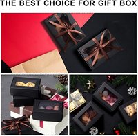 Encore une boîte à pâtisserie brune de 6 x 6 x 3 pouces avec fenêtre en PVC pour les boîtes à tartes et à biscuits, petite boîte en papier naturel artisanal
