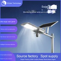 Caméra de surveillance intégrée à énergie solaire IP66 en aluminium avec éclairage LED pour rue, surveillance à distance et interphone bidirectionnel pour routes