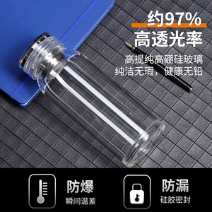 Glass Water Cup Large Capacity <b>With</b> Lid Tea And Water Separation For Home Use - Product Image 4