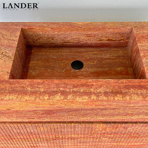 Lavabo en marbre <span class=keywords><strong>travertin</strong></span> rouge Landerstone, meubles <span class=keywords><strong>de</strong></span> <span class=keywords><strong>salle</strong></span> <span class=keywords><strong>de</strong></span> <span class=keywords><strong>bain</strong></span>, vasques avec vasque en marbre naturel - Product Image 6