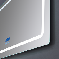 Miroir de salle de bain mural sans cadre intelligent à LED avec fonction anti-buée, commande tactile à intensité variable, affichage numérique de l'heure et de la température