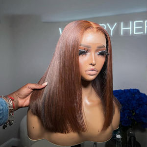 Peluca de Cabello Humano Remy 100% Virgen con Cierre Bob, Larga, Rubia, Base de Encaje Francés, Sin Pegamento, Venta al por Menor, Cabello Natural, Muestras Gratis - Product Image 4