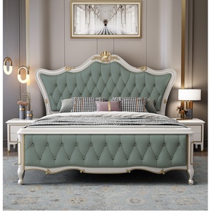 Lit plateforme élégant de style français capitonné avec tête de lit à volants, disponible en tailles King et <span class=keywords><strong>Queen</strong></span>, mobilier de chambre principale, décoration intérieure, montage facile - Product Image 3