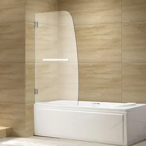 Walk In Shower Room Bath Tub Panel Frameless Glass Door Pivot Screen Shower