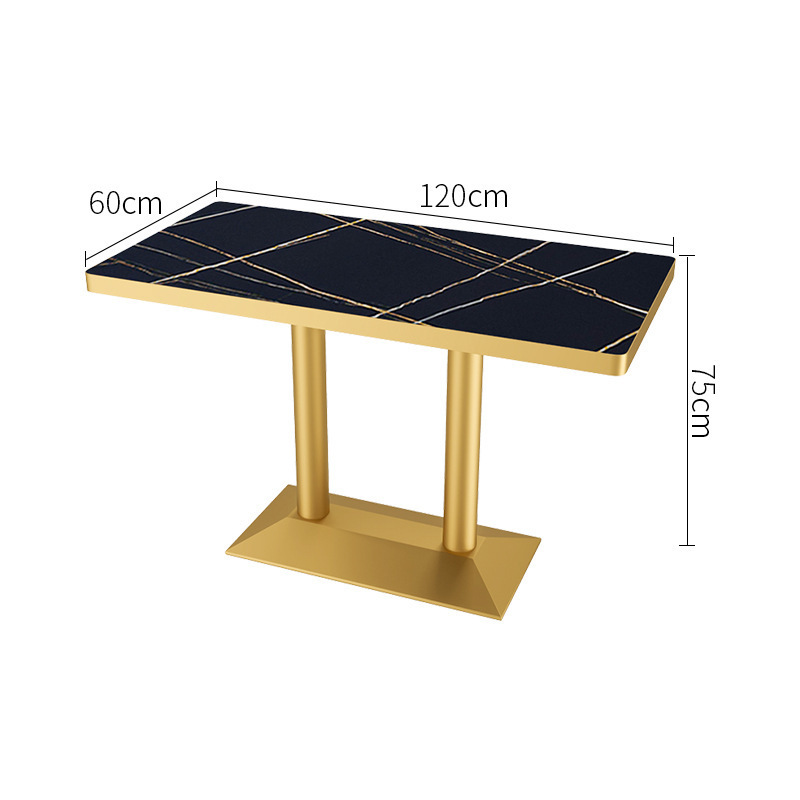 Mesa larga con borde dorado de losa de roca 120*60
