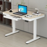 Bureau électrique moderne assis-debout, grand bureau debout réglable en hauteur, bureau électrique debout en verre trempé avec tiroirs