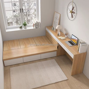 High Quality Studio Apartment Bedroom Furniture Low Cost Wooden Tatami <b>Bed</b> <b>with</b> Built-in Desk & <b>Storage</b> - Product Image 2