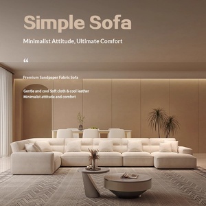 Canapé carré en tissu de style italien minimaliste, en tissu givré, à dossier haut confortable, pour salon - Product Image 3