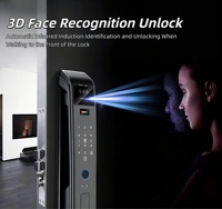 Serrure de porte intelligente en alliage d'aluminium avec empreinte digitale, carte, mot de passe, déverrouillage cloud, Wi-Fi activé, sécurité de niveau C pour portes en bois/laiton
