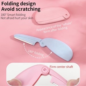 Nouveauté 2025 - Mini rasoir facial pliable en acier inoxydable - Lame arrondie - <span class=keywords><strong>Tondeuse</strong></span> à sourcils portable pour le rasage et le maquillage des femmes - Product Image 3