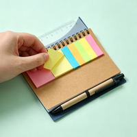 Cuaderno Espiral con Cubierta Kraft, Notas Adhesivas, Regla y Bolígrafo, 60 Hojas, Bloc de Notas Multicolor para Oficina y Material Escolar