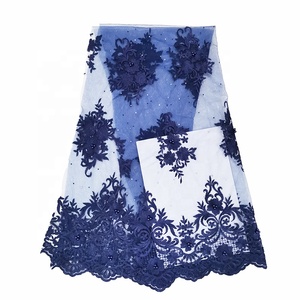 Giá Bán Buôn Quảng Châu Pháp Thêu <span class=keywords><strong>Royal</strong></span> Blue Lace Vải Với Đá - Product Image 4