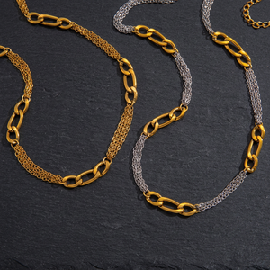 Gold Plate Stainless Steel O-<b>Chain</b> Waterproof Minimalist Style Flat <b>Chain</b> Necklace - Product Image 2