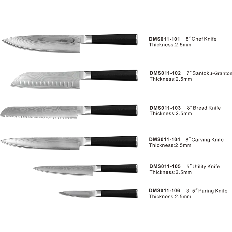 Facas Para Cozinha Messerset Damast Santoku Damascus Knife Set 6 Piece G10 Handle Aus10 Damascus Chef Knives Set For Kitchen