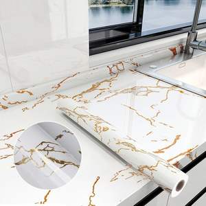 วอลเปเปอร์ลายหินอ่อน กันน้ำ กันความชื้น ติดตั้งง่ายแบบมีกาวในตัว วอลเปเปอร์ตกแต่งผนังสไตล์โมเดิร์น วอลเปเปอร์ตกแต่งบ้านแบบ 3 มิติ - Product Image 4