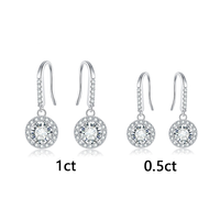 Vente en gros de bijoux en moissanite de haute qualité pour femmes, rondes, 0,5 ct, 1 ct, en argent 925, style hip-hop, diamants en moissanite fins