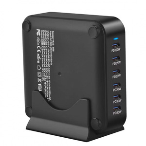 285W GaN PD <b>Charger</b> <b>Multi</b> Port Desktop Adapter With Holder Fast Charging Black - Product Image 3