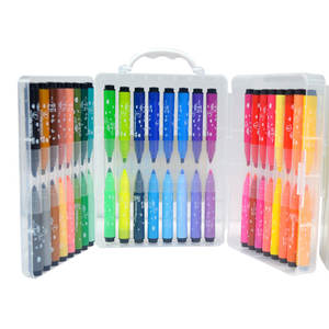 Mini marqueur double pointe bicolore à l'eau pour enfants, stylos à pointe en fibre lavables avec boîte PP personnalisée - Product Image 2