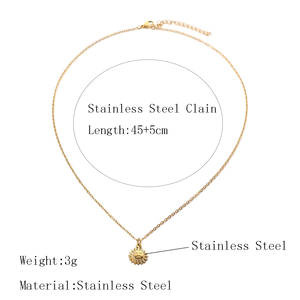 Collar de Cadena Cruzada Simple y Económico al por Mayor <span class=keywords><strong>2026</strong></span>, Colgante de Sol de Acero Inoxidable Dorado, Collar Delicado de Acero Titanio para Mujer - Product Image 6