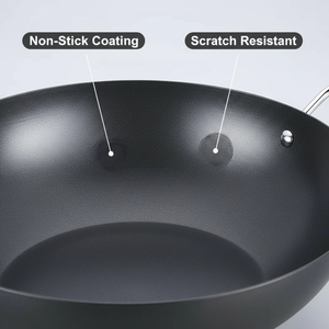 Meilleurs ustensiles de cuisine chinois en acier au carbone, cuisson antiadhésive, restaurant chinois, <span class=keywords><strong>wok</strong></span> robuste avec deux poignées - Product Image 4
