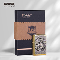 Briquet à kérosène ZORRO/Zorro Z92105 en laiton, style ethnique, motif dragon, coupe-vent, haut de gamme, best-seller TikTok et Kuaishou