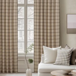 Cortinas de ventana NICETOWN de lino a cuadros de búfalo para otoño, con filtro de luz, 52x84 pulgadas, con bolsillo para barra y lengüetas traseras, estilo rústico de granja, China - Product Image 5