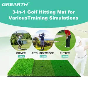 Grass 3-in-1 Portable Golf-Hitting-Mat Indoor/Outdoor Turf Grass Putting Green For Chipping Practice Training