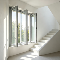 Fenêtre panoramique bi-pliante murale complète PAS24 en aluminium fluorocarboné pour villa de luxe, cour, éclairage maximal