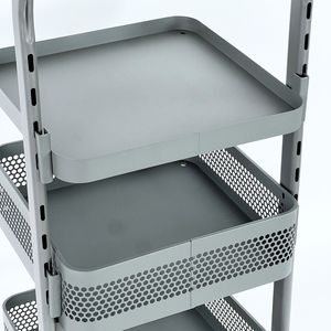Carrito de Almacenamiento Multiusos con Ruedas Giratorias de Tres Niveles, Estante Doméstico Ajustable, Carrito con Freno de Hierro y Material PP - Product Image 5
