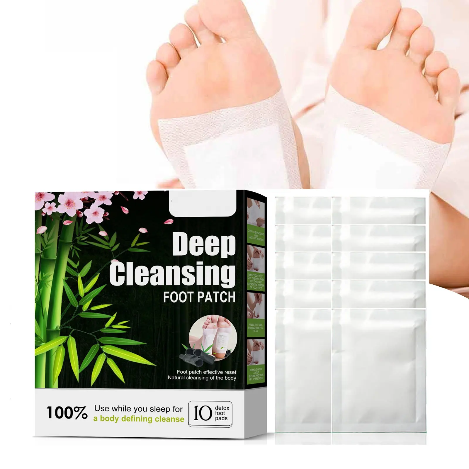 high quality deep cleansing foot patch for foot care detox and dampness relieve stress improve sleep natural bamboo composition