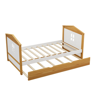 Lit enfant avec lit gigogne inférieur, blanc et structure en bois, pour chambre d'enfant - Product Image 5