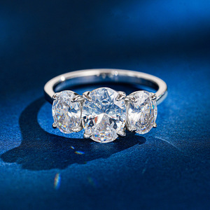 9 Adodo perhiasan tanpa cacat nama ukir S925 perak Oval Cut 4 karat Vvs1 Moissanite 3 buah cincin berlian untuk wanita pernikahan - Product Image 3