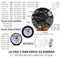 [Suministro al por Mayor] Placa de Desarrollo LILYGO T-RGB ESP32-S3 con Pantalla IPS Redonda de 2.1 Pulgadas, Resolución 480x480, Módulo Bluetooth y Wi-Fi
