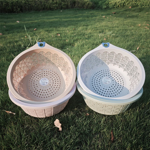 Draining Rack Round <b>Plastic</b> <b>Kitchen</b> Sink Basket With Hanging Hook For Fruits Vegetables Washing And Drainage - Product Image 1