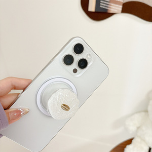 Support de téléphone rétractable magnétique 3D en coquille blanche scintillante, support de bureau portable, anneau de maintien pour doigt - Product Image 6