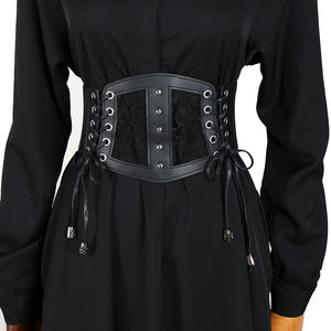 Nouvelle mode ceinture large en cuir PU pour femmes Style décontracté noir avec dentelle Sexy et décoration de <span class=keywords><strong>corset</strong></span> boucle en alliage élastique en vrac - Product Image 2