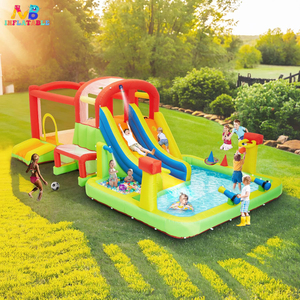 บ้านลมเป่าลมพร้อมสไลเดอร์สระว่ายน้ำเป่าลมสำหรับสวนน้ำสำหรับเด็กและผู้ปกครอง ใช้ในบ้าน - Product Image 1