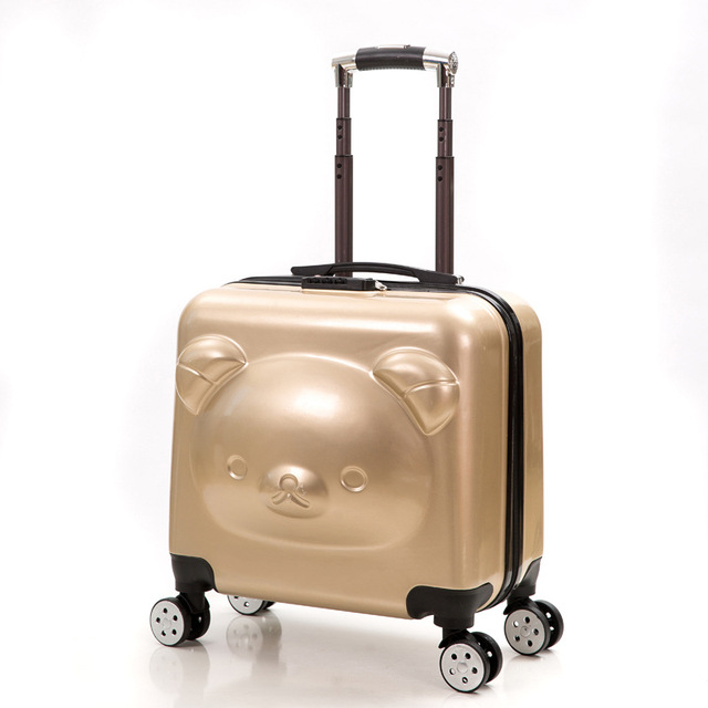 New Bear Kid's Cute Cartoon ABS Spinner Trolley Case with Lock for Unisex Children Travel
