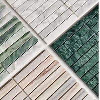 Mosaïque de pierre en bande longue, verte avec bordure blanche, pour murs et colonnes courbes, carrelage de piscine, nouvelle arrivée, mosaïque de marbre