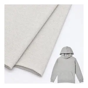 Custom 260gsm CVC Hoodie Fabric 60.8%Cotton 33.9%Polyester 5.3%Metallic Washed French Terry Knitted Fabric For Sweatshirt